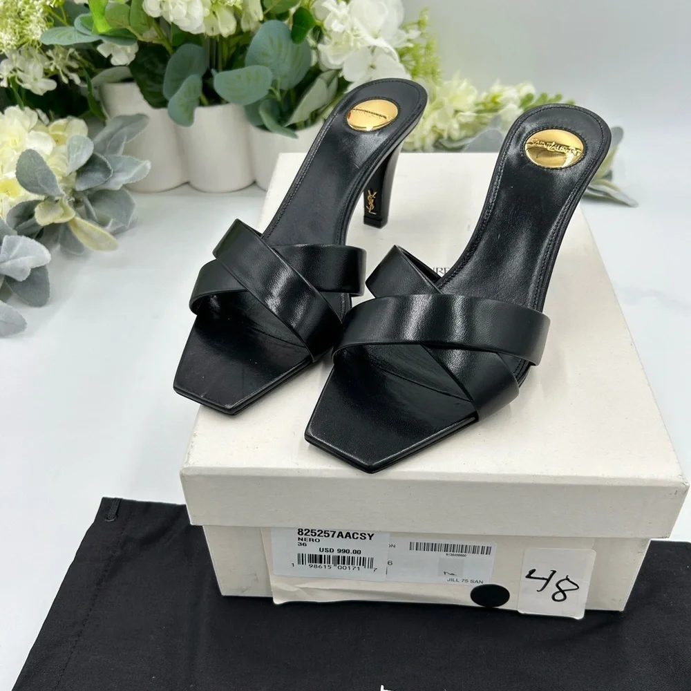 Women's Saint Laurent, Jill 75 leather mules size 36 made in Italy - Picture 12 of 12